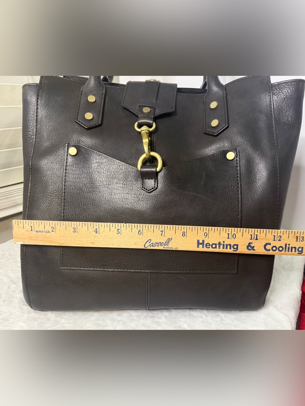 Abercrombie & Fitch Vintage Y2K Black Leather Tote Bag Purse - Picture 7 of 9